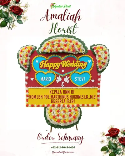Karangan Papan Bunga Pernikahan di Ombolata Ulu